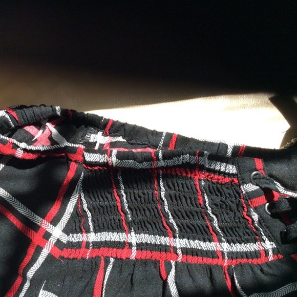 Love&Legend | Ladies Red, White & Black Lace up Plaid Blouse | Size 14 - Picture 11 of 13